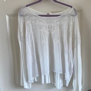 Free People White Embroidered Blouse